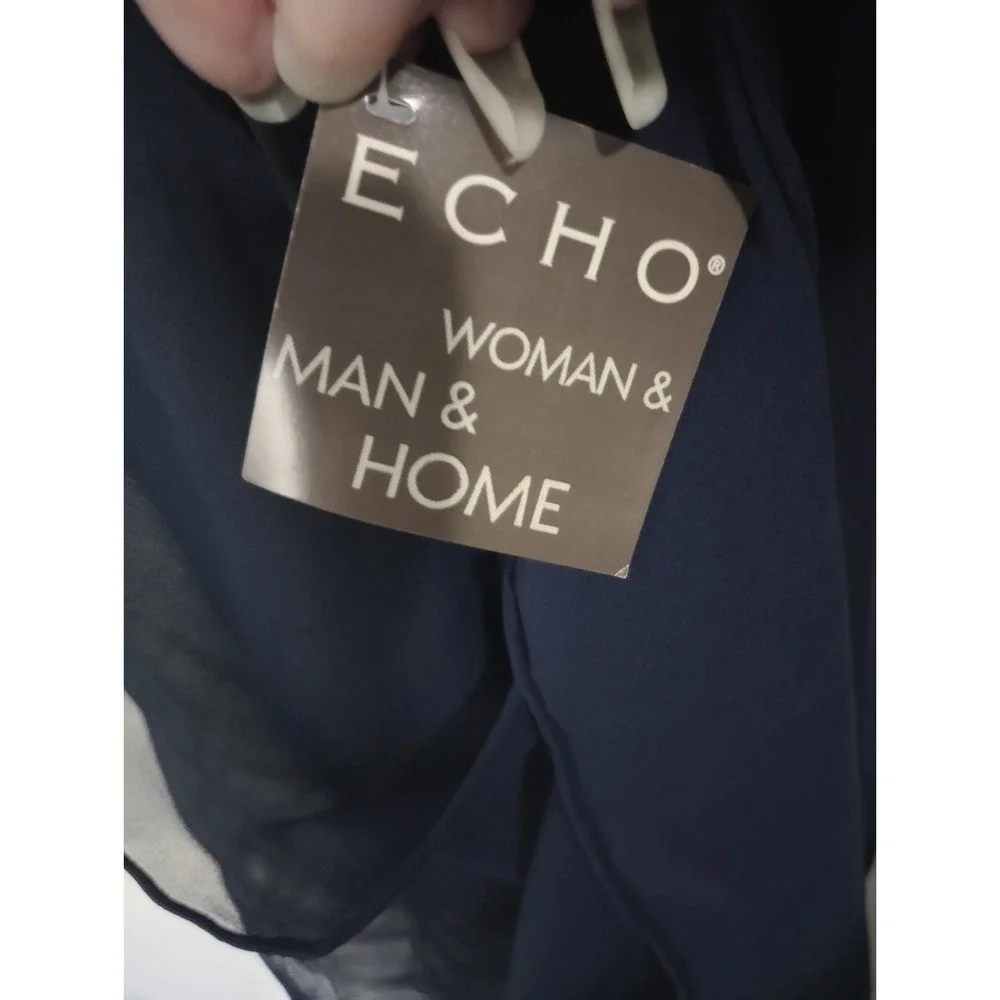 Echo‎ Woman & Home Black Sheer Chiffon Scarf 20x80 Lightweight Wrap